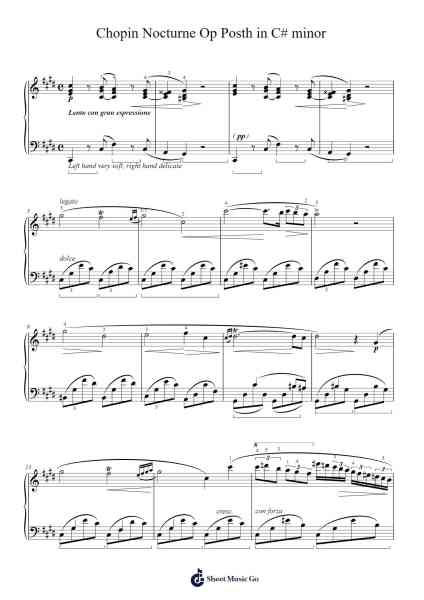 Nocturne in C-sharp Minor, Op. Posth. Sheet Music by Frédéric Chopin-Arr.Kylenus Minruth
