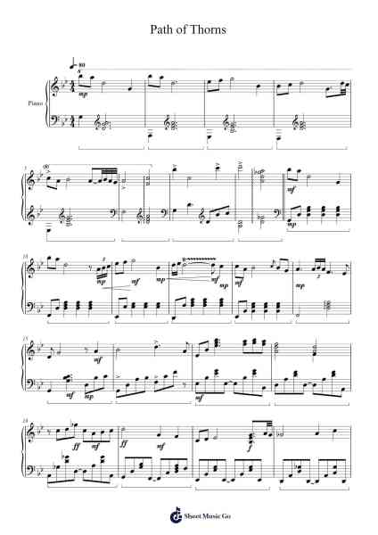 Path of Thorns Sheet Music by Birushana-Arr.Bulgy Boylebaird