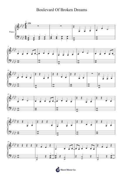 Boulevard Of Broken Dreams Sheet Music by Green Day-Arr.Sherrah Birroll