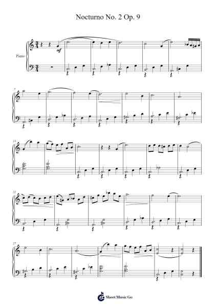 Nocturno No. 2 Op. 9 Sheet Music by Frédéric Chopin-Arr.Huxdia