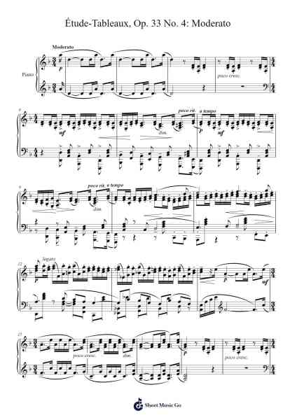 Étude-Tableaux, Op. 33 No. 4 in G Minor: Moderato Sheet Music by Sergei Rachmaninoff-Arr.Yetjeames Sailsdia