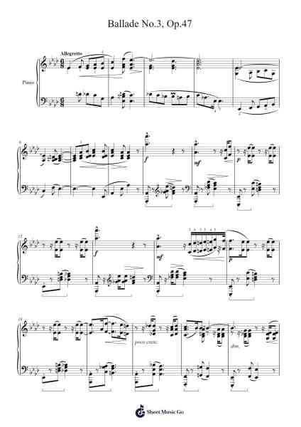 Ballade No. 3 in A-flat Major, Op. 47 Sheet Music by Frédéric Chopin-Arr.Hamclaire