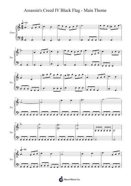 Assassin's Creed IV Black Flag - Piano Simple Sheet Music by Brian Tyler-Arr.Woodcie Budad