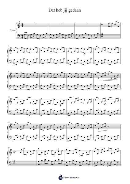 Dat heb jij gedaan Sheet Music by Paulice-Arr.Junechad