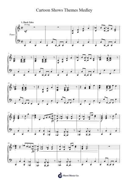 Cartoon Shows Themes Medley Sheet Music by undefined-Arr.Steino'neil Erdine