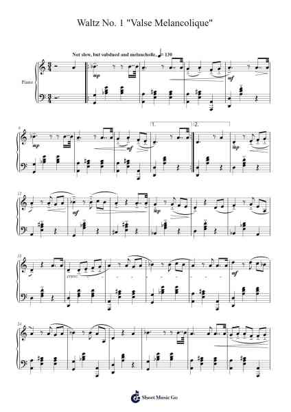 Waltz No. 1 "Valse Melancolique" Sheet Music by Walshdie Jafey-Arr.Felnah Puvien