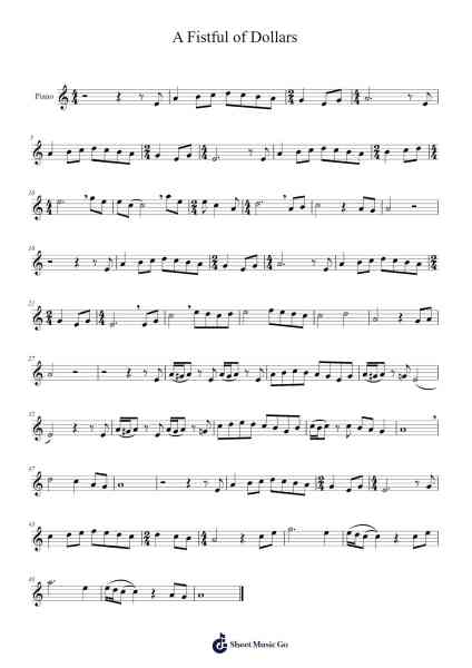 A Fistful of Dollars in A Minor Sheet Music by Ennio Morricone-Arr.Funkdrich Mansbing