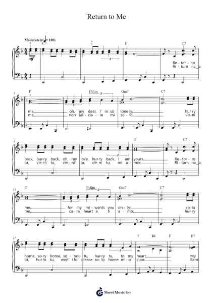Return to Me Sheet Music by Dean Martin-Arr.Fordtodd