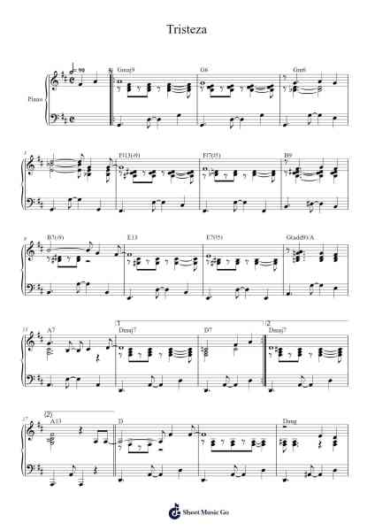 Tristeza Sheet Music by Niltinho & Haroldo Lobo-Arr.Northrone Kitnice