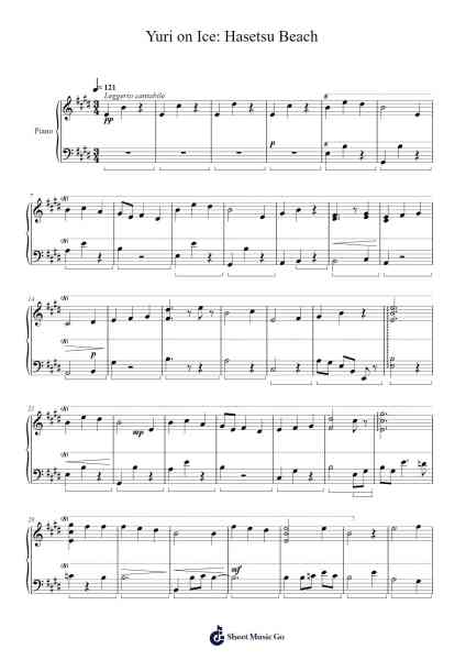 Yuri on Ice: Hasetsu Beach Sheet Music by Taro Umebayashi/Taku Matsushiba-Arr.Ranlass Dulelroy