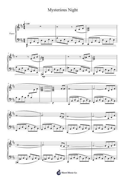 Mysterious Night Sheet Music by Masao Aichi-Arr.Rhowebb
