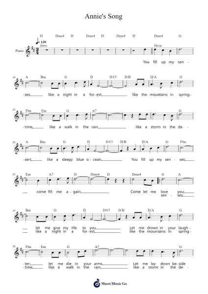 Annie's Song Sheet Music by John Denver-Arr.Mollpag