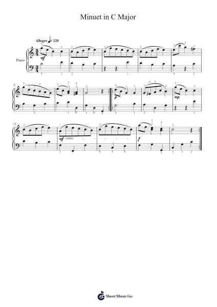 Minuet in C Major Sheet Music by Johann Christoph Friedrich Bach-Arr.Felnah Puvien