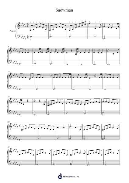 Snowman Sheet Music by Sia-Arr.Joshjean