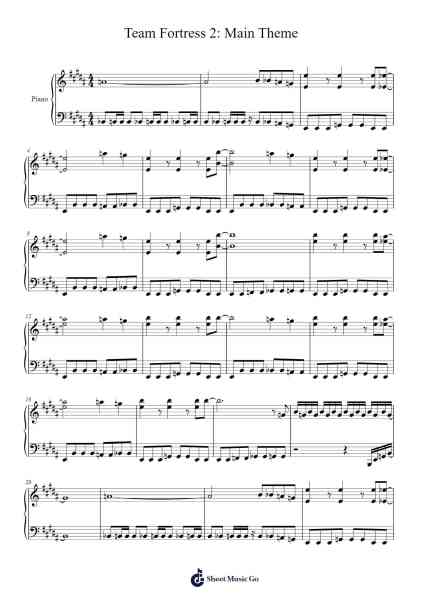 Team Fortress 2: Main Theme Sheet Music by Mike Morasky-Arr.Georfoe