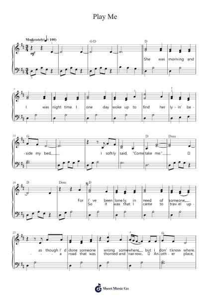 Play Me Sheet Music by Neil Diamond-Arr.Toddgail