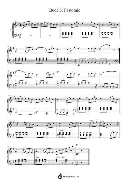 Etude in G Major, Op. 100 No. 3: Pastorale Sheet Music by Friedrich Burgmüller-Arr.Maclup