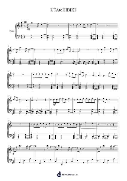 UTAtoHIBIKI Sheet Music by Hiroyuki Sawano-Arr.Pebar Hawgie