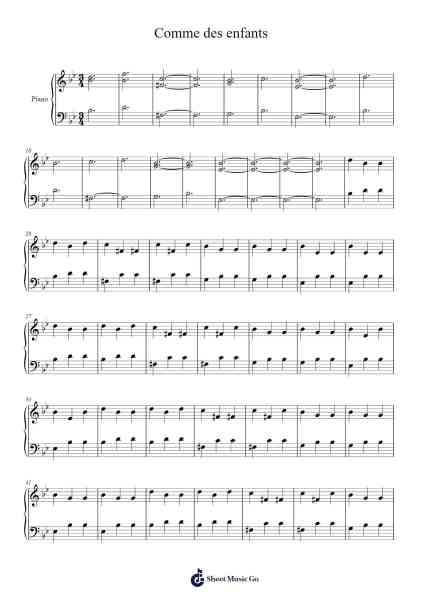 Comme des enfants Sheet Music by Cœur de Pirate-Arr.Cocon