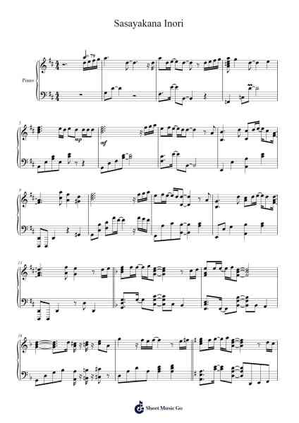 Sasayakana Inori Sheet Music by Goh Yong Kiat-Arr.Gailgale