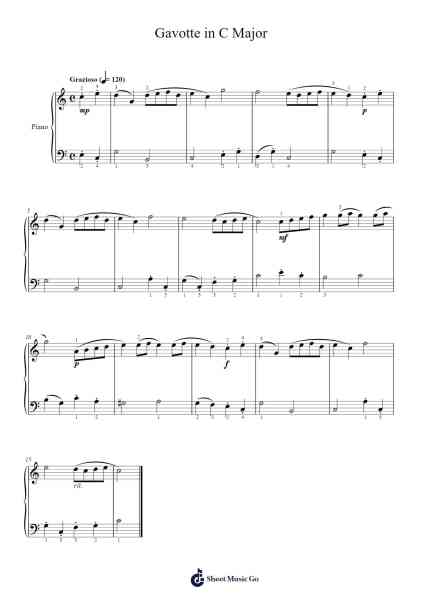 Gavotte in C Major Sheet Music by Georg Philipp Telemann-Arr.Odefred