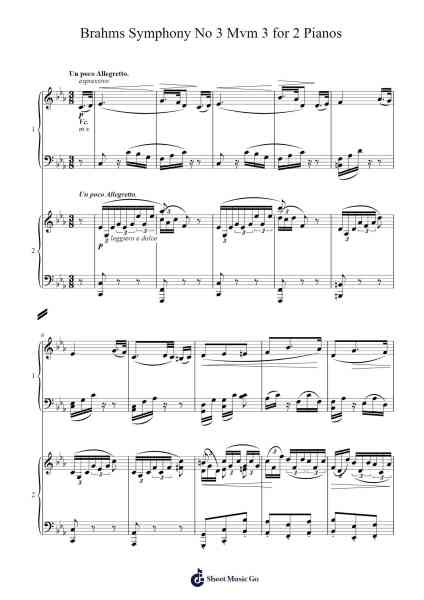 Symphony No. 3 in F Major, Op. 90: III. Poco Allegretto Sheet Music by Johannes Brahms-Arr.Sinrin Sibylnice