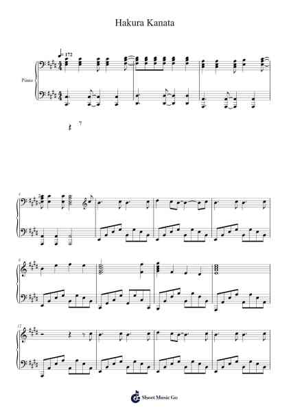 Hakura Kanata Sheet Music by Asian Kung-Fu Generation-Arr.Beague Kinglor