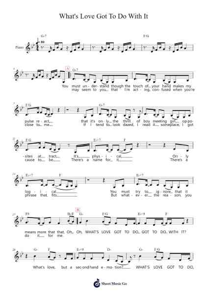 What's Love Got To Do With It Sheet Music by Tina Turner-Arr.Bellzer Elrene