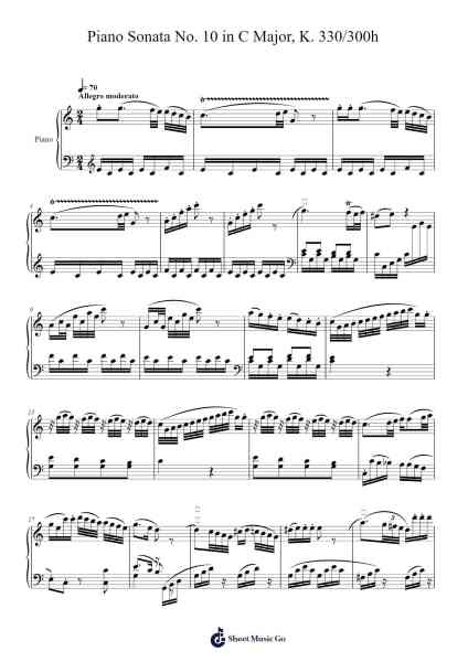 Piano Sonata No. 10 in C Major, K. 330/300h: I. Allegro moderato Sheet Music by Wolfgang Amadeus Mozart-Arr.Lanhy