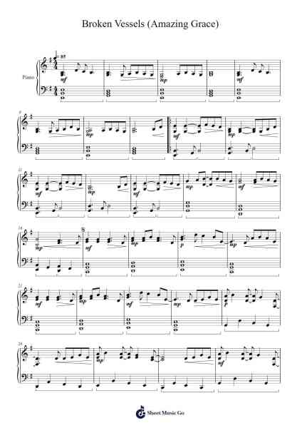 Broken Vessels (Amazing Grace) Musica per pianoforte di Hillsong Worship - Arr.Mucia