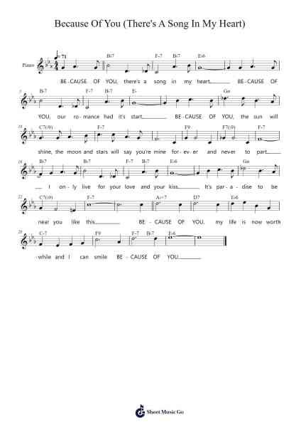 Because Of You (There's A Song In My Heart) Sheet Music by Arthur Hammerstein-Arr.Buckchad