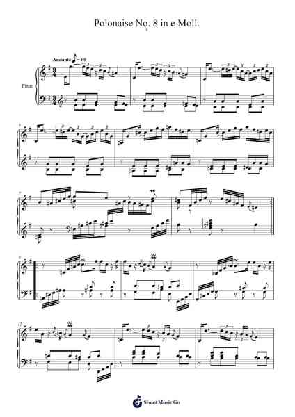 Polonaise No. 8 in E Minor Sheet Music by Wilhelm Friedemann Bach-Arr.Brookecher Nicksie