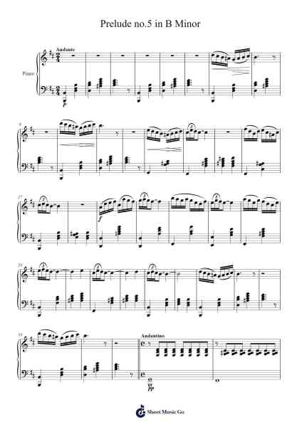Prelude no.5 in B Minor Sheet Music by Sawxon Wordmia-Arr.Robn