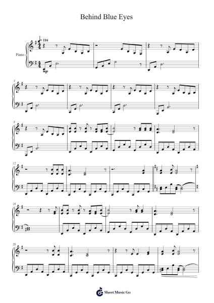 Behind Blue Eyes Notenblatt von Limp Bizkit-Arr.Bushple