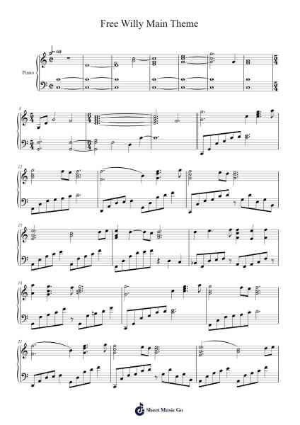 Free Willy Main Theme Sheet Music by Misc Soundtrack-Arr.Shamens Xedric
