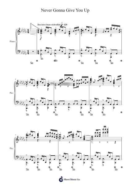 Never Gonna Give You Up Sheet Music by Rick Astley-Arr.Cromflower Raeck