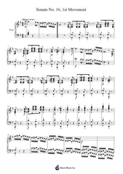 Sonata No. 16 in C Major, K. 545: I. Allegro Sheet Music by Ludwig van Beethoven-Arr.Dechad