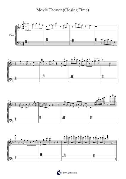 Movie Theater (Closing Time) Sheet Music by Eric Barone-Arr.Gabe Prittdair