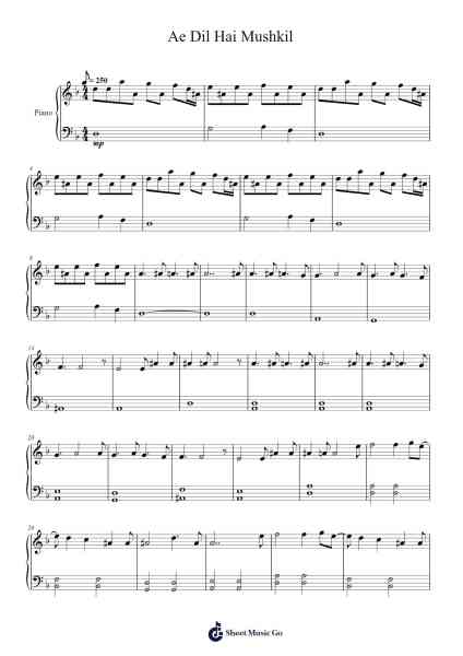 Ae Dil Hai Mushkil Sheet Music by Pritam-Arr.Leighborn