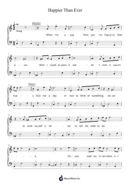 Happier Than Ever Sheet Music by Billie Eilish-Arr.Milllas