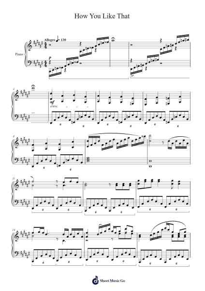 How You Like That Sheet Music by BLACKPINK-Arr.Thomfrank Springper