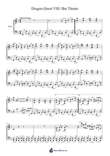 Dragon Quest VIII: Bar Theme Sheet Music by Koichi Sugiyama-Arr.Birdbrey