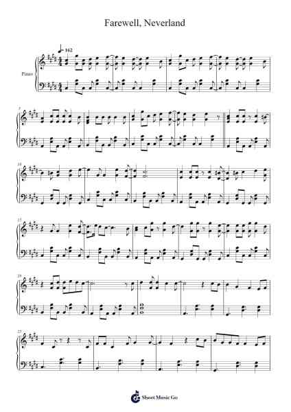 Farewell, Neverland Sheet Music by Huttn Xankins-Arr.Dwightlitt