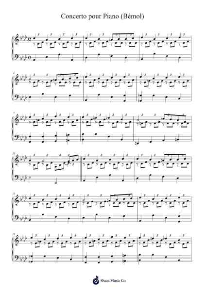 Concerto pour Piano (Bémol) Sheet Music by Saint Preux-Arr.Readenee Foxmiles