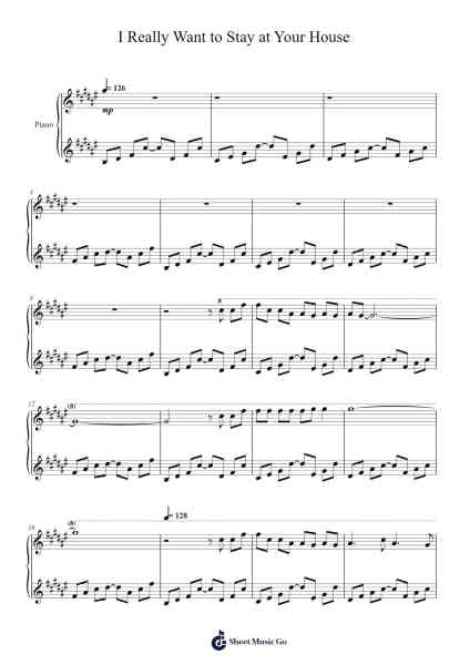 I REALLY WANT TO STAY AT YOUR HOUSE Sheet Music by Rosa Walton-Arr.Nagrid