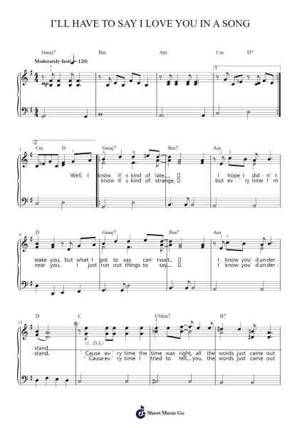 I'll Have to Say I Love You in a Song Sheet Music by Jim Croce-Arr.Dowar Warford