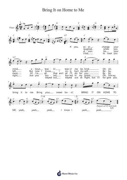Bring It on Home to Me Sheet Music by Sam Cooke-Arr.Hilye