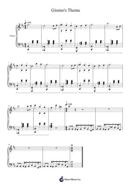 Giorno's Theme Sheet Music by Giorno Giovanna-Arr.Taypeare Rolius
