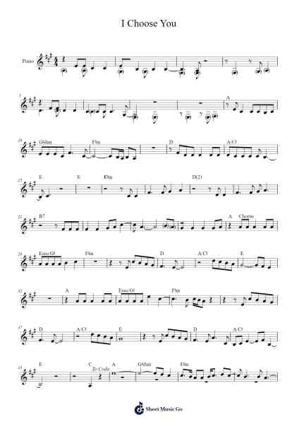 I Choose You Sheet Music by Sara Bareilles-Arr.Iannet Shelac