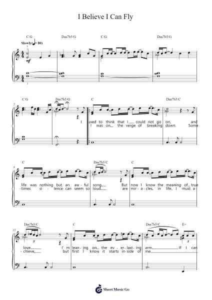 I Believe I Can Fly Sheet Music by R. Kelly-Arr.Blantiane Hobrob